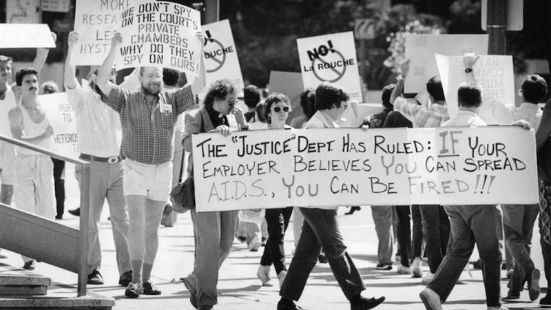 July 2, 1986 - A protest at the Federal Building in Los Angeles. (Photo credit: Los Angeles Public Library)&nbsp;