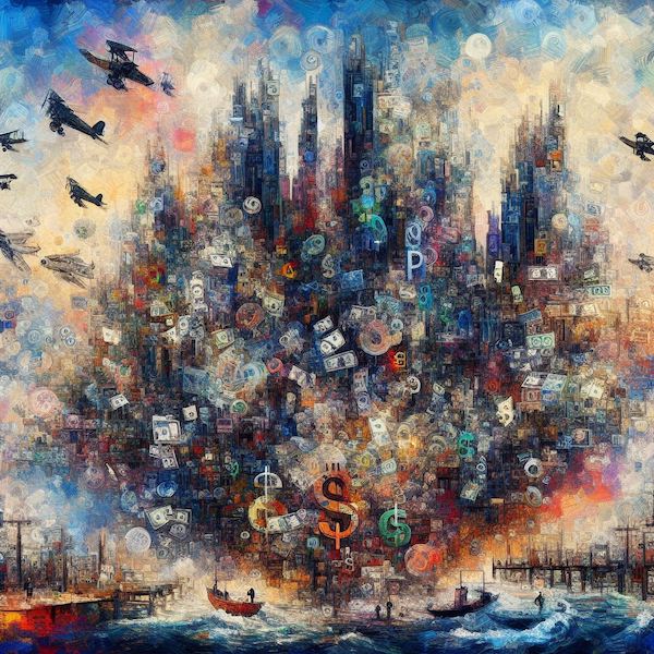 The collective wealth of the world is an estimated $360 trillion as abstract impressionist painting -- Bing