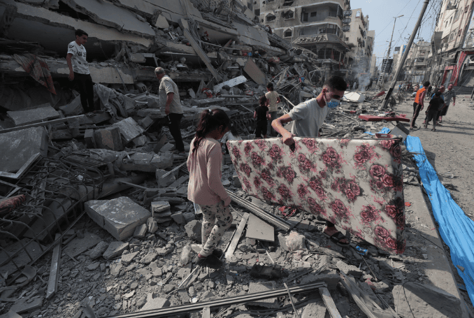 In Gaza, the scale of destruction continues to rise, with countless homes and essential services affected by the ongoing war. (WAFA with APAimages, CC BY-SA 3.0, via Wikimedia Commons)
