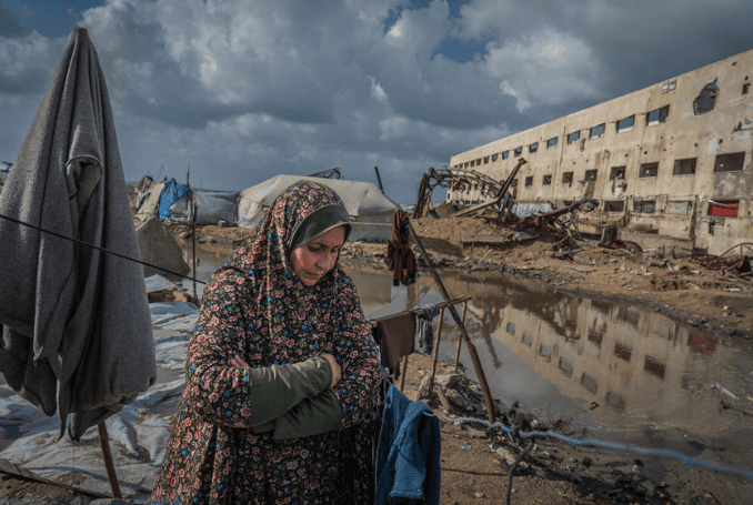 Thousands of tents flooding as heavy rain hit Gaza alongside the arrival of a polar weather front. (Photo: via @WFP X page)